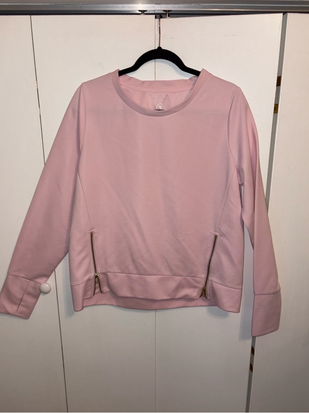 Addison Bay Active Rib Zip Everyday Crewneck Sweatshirt Size Small